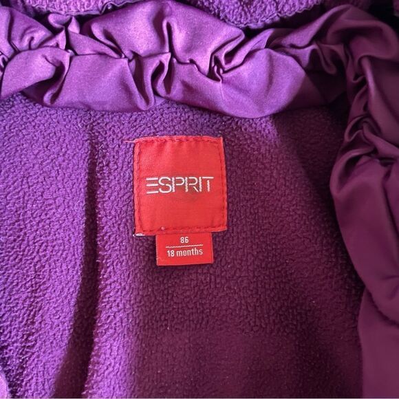 Esprit Purple Hooded Baby Girl Winter Coat Pockets Size 12 Months - Picture 11 of 11